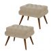 Kit 02 Puffs Decorativo Dora Suede Bege - DS Estofados