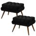 Kit 02 Puffs Decorativo Dora Suede Preto - DS Estofados