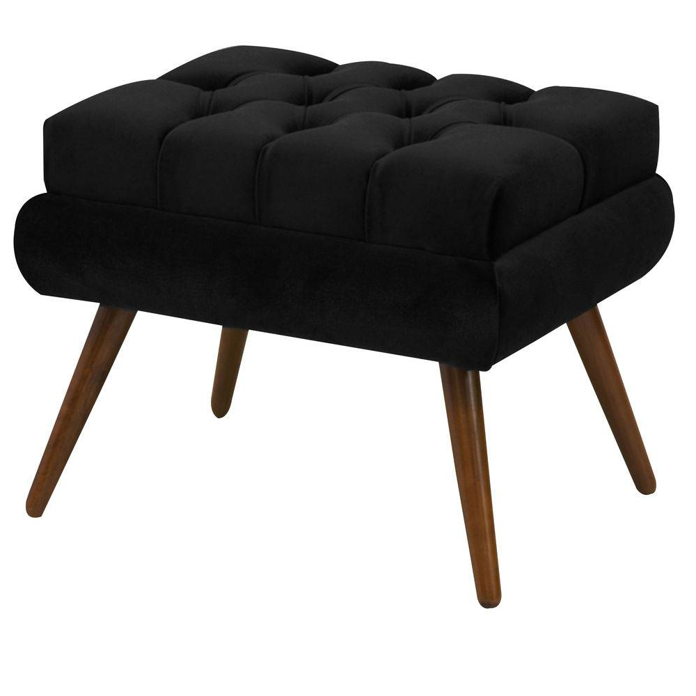 Kit 02 Puffs Decorativo Dora Suede Preto - DS Estofados