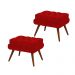 Kit 02 Puffs Decorativo Dora Suede Vermelho - DS Estofados