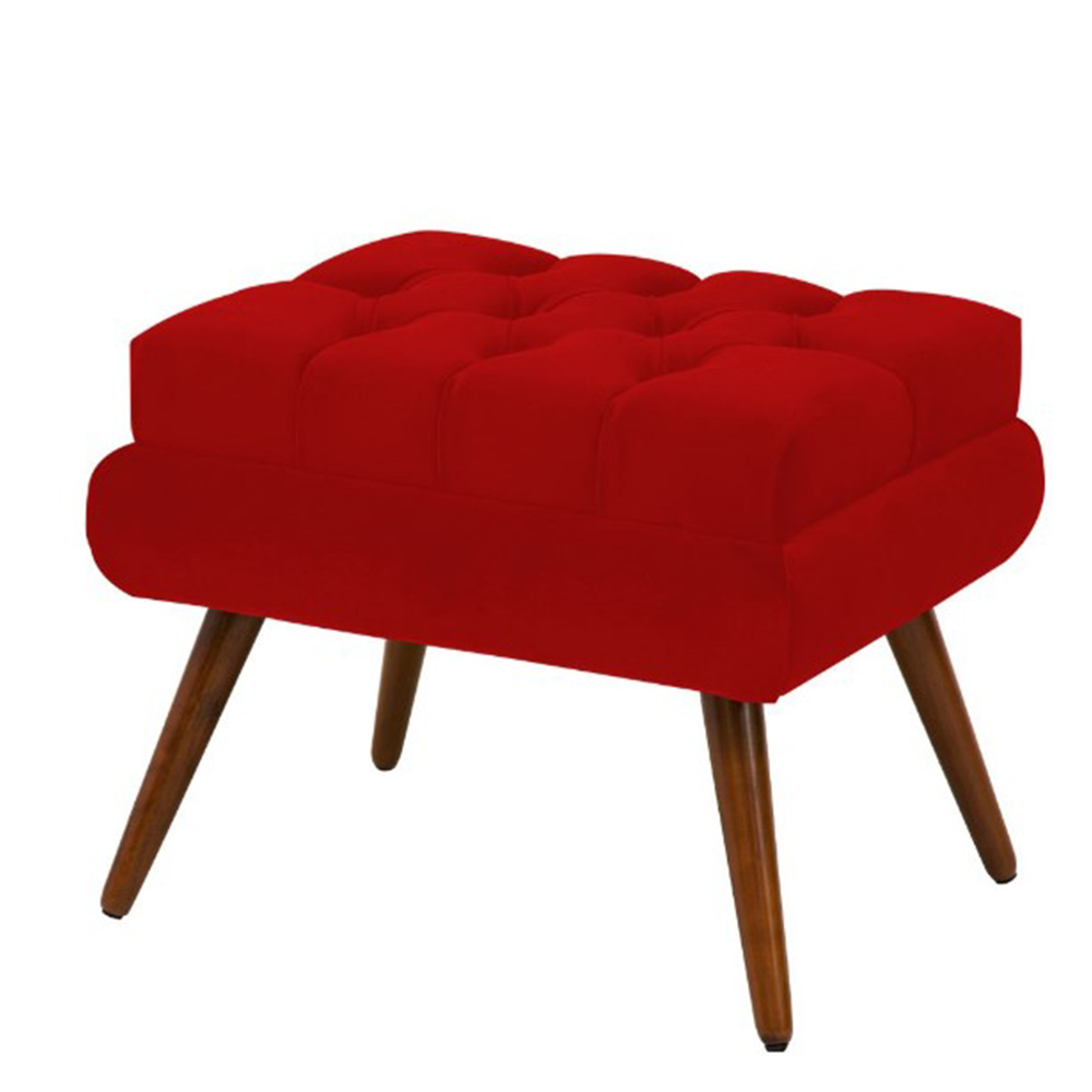 Kit 02 Puffs Decorativo Dora Suede Vermelho - DS Estofados