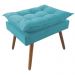 Kit 02 Puffs Decorativos Opalla Pés Palito Suede Azul Turquesa - DS Estofados