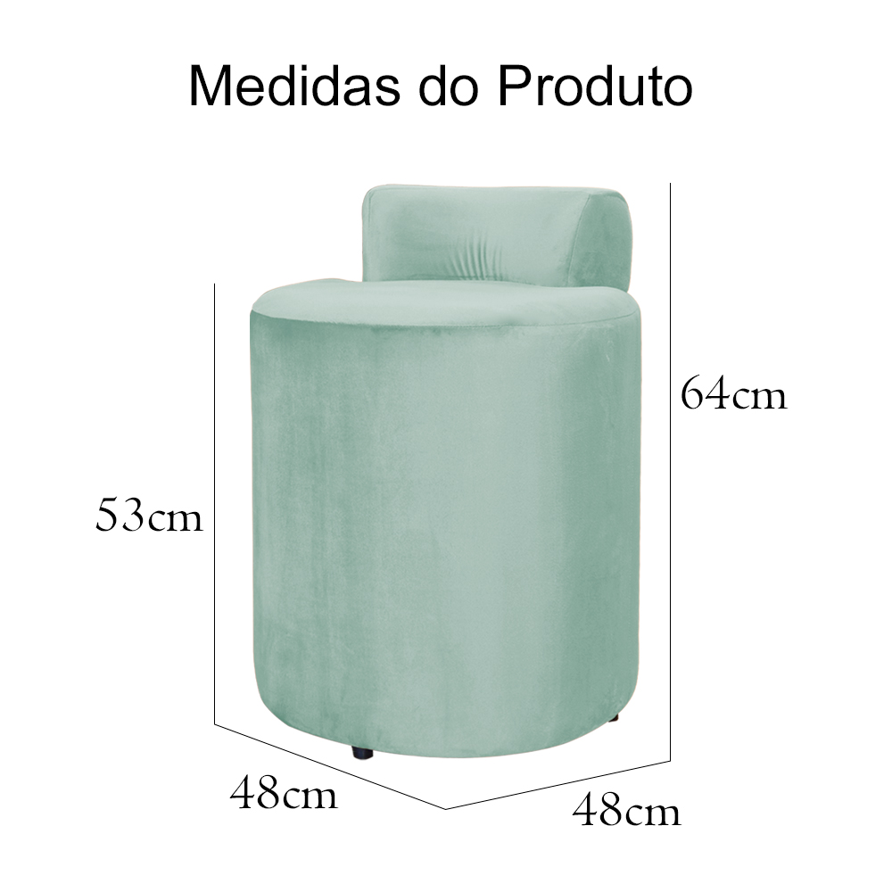 Kit 02 Puffs Redondo Athenas mais Jade Veludo Acqua - DS Estofados