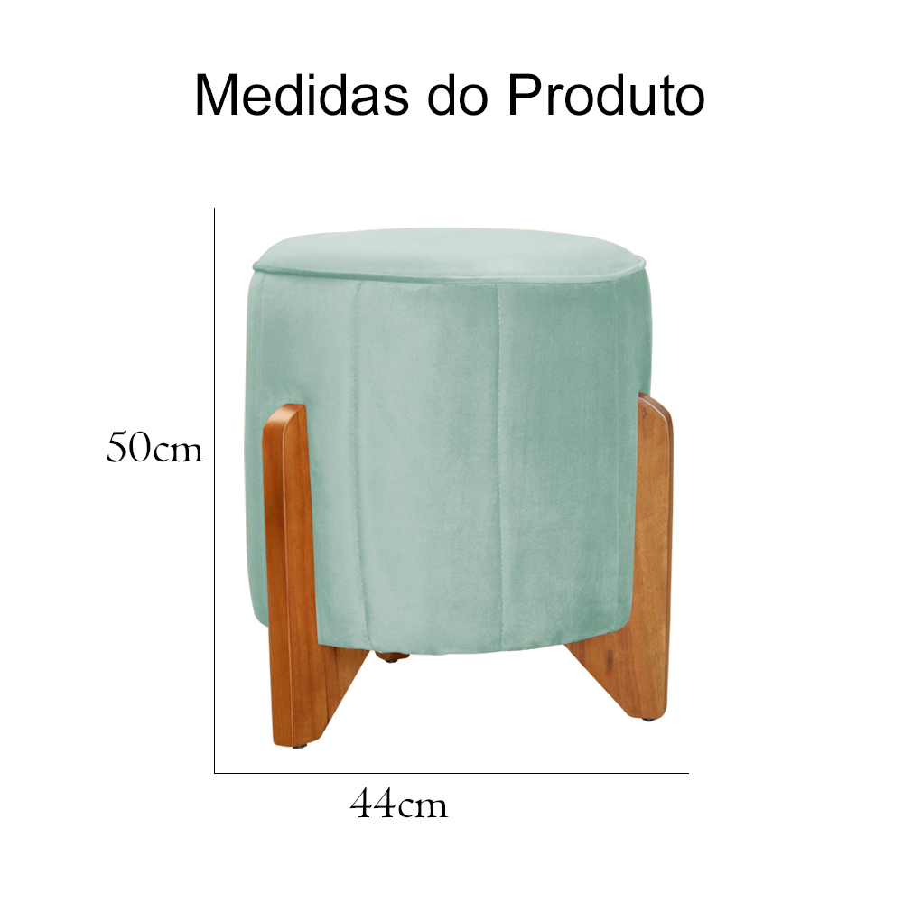 Kit 02 Puffs Redondo Athenas mais Jade Veludo Acqua - DS Estofados