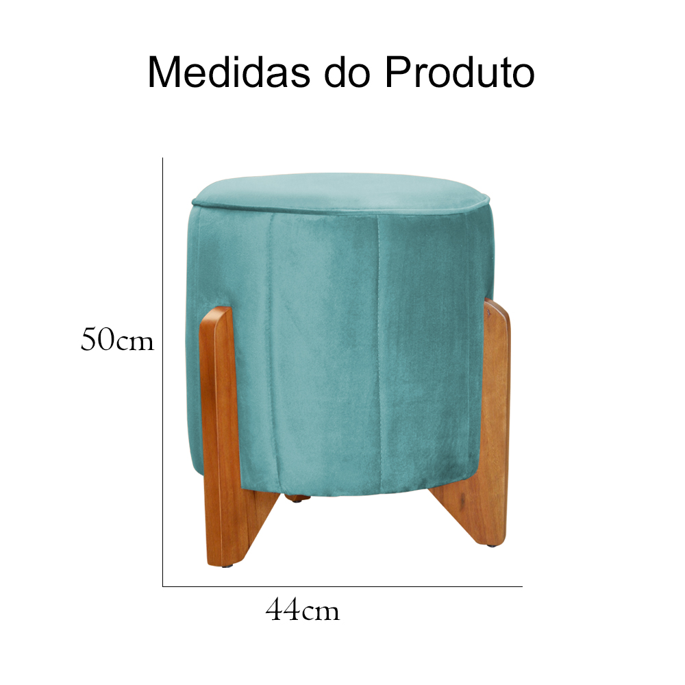Kit 02 Puffs Redondo Athenas mais Jade Veludo Azul Turquesa