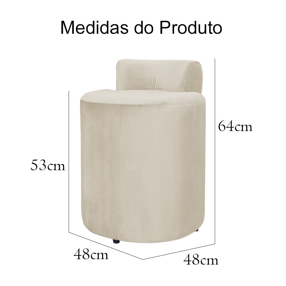 Kit 02 Puffs Redondo Athenas mais Jade Veludo Bege