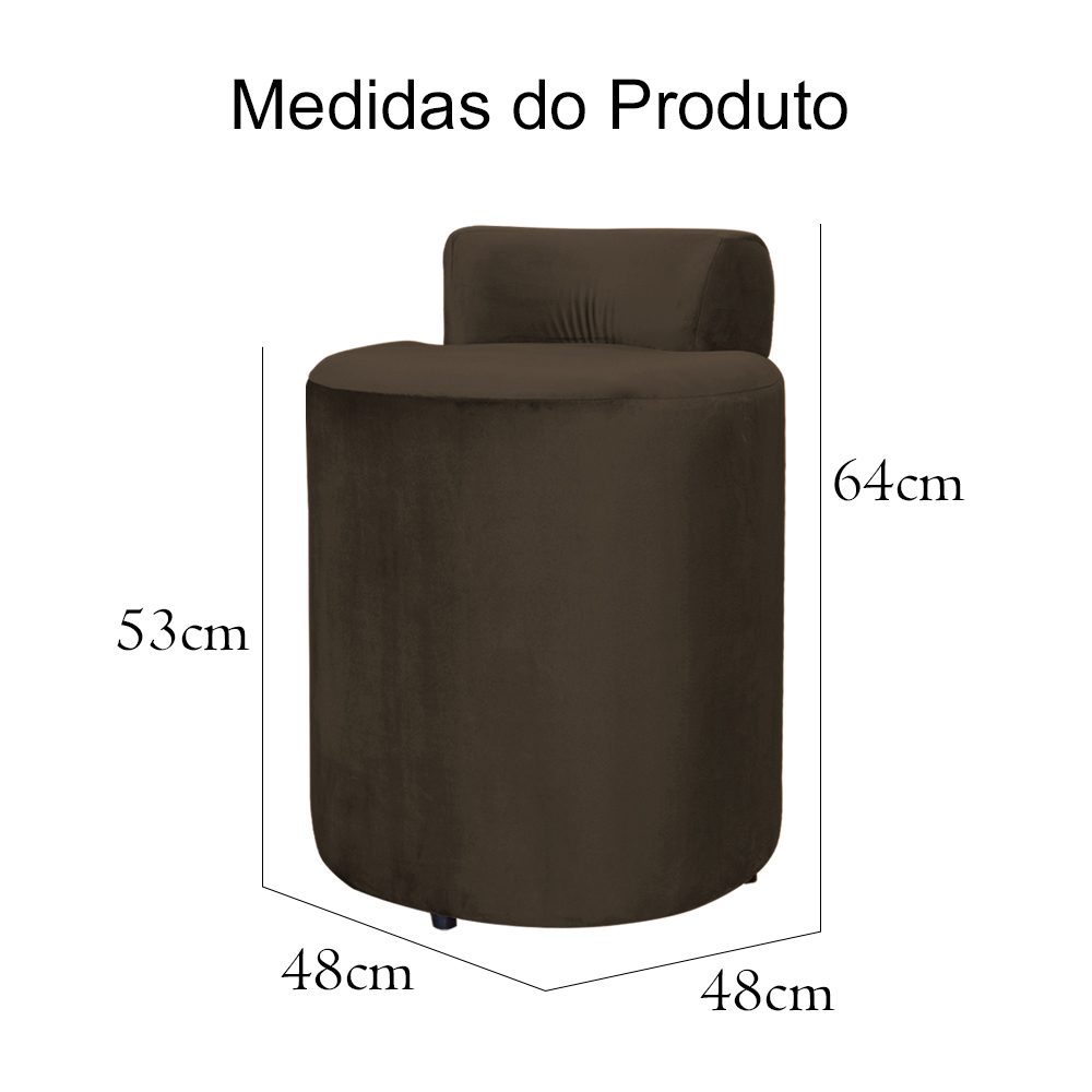 Kit 02 Puffs Redondo Athenas mais Jade Veludo Marrom