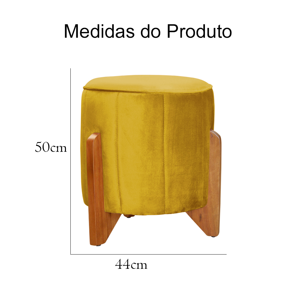 Kit 02 Puffs Redondo Athenas mais Jade Veludo Mostarda