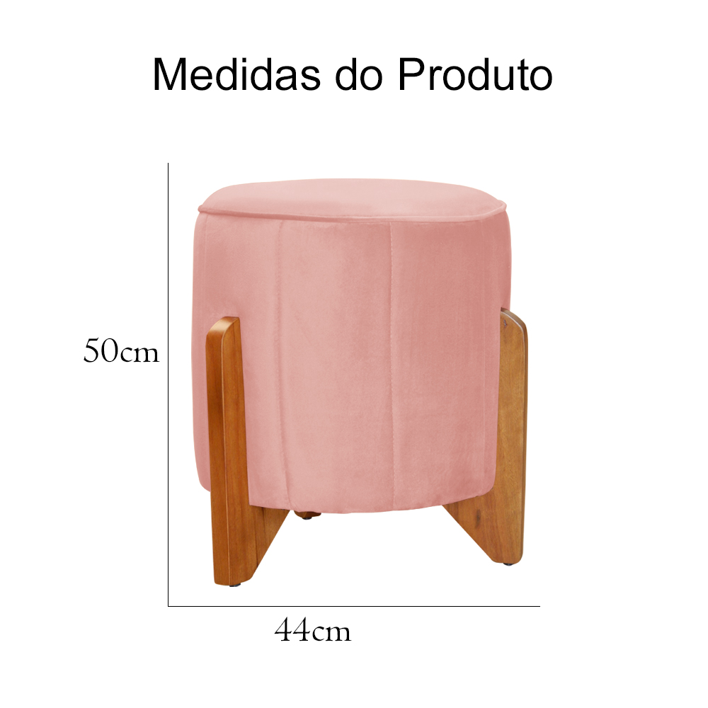 Kit 02 Puffs Redondo Athenas mais Jade Veludo Rosa