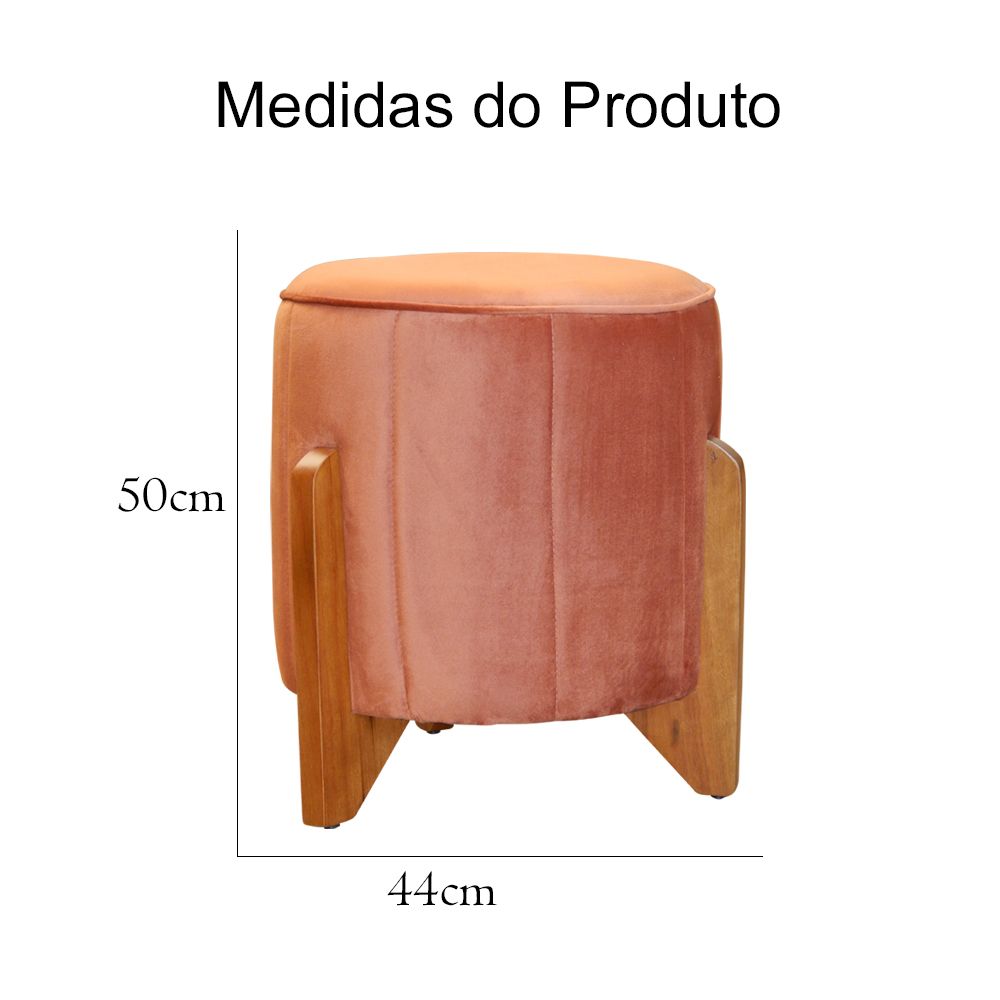 Kit 02 Puffs Redondo Athenas mais Jade Veludo Terracota