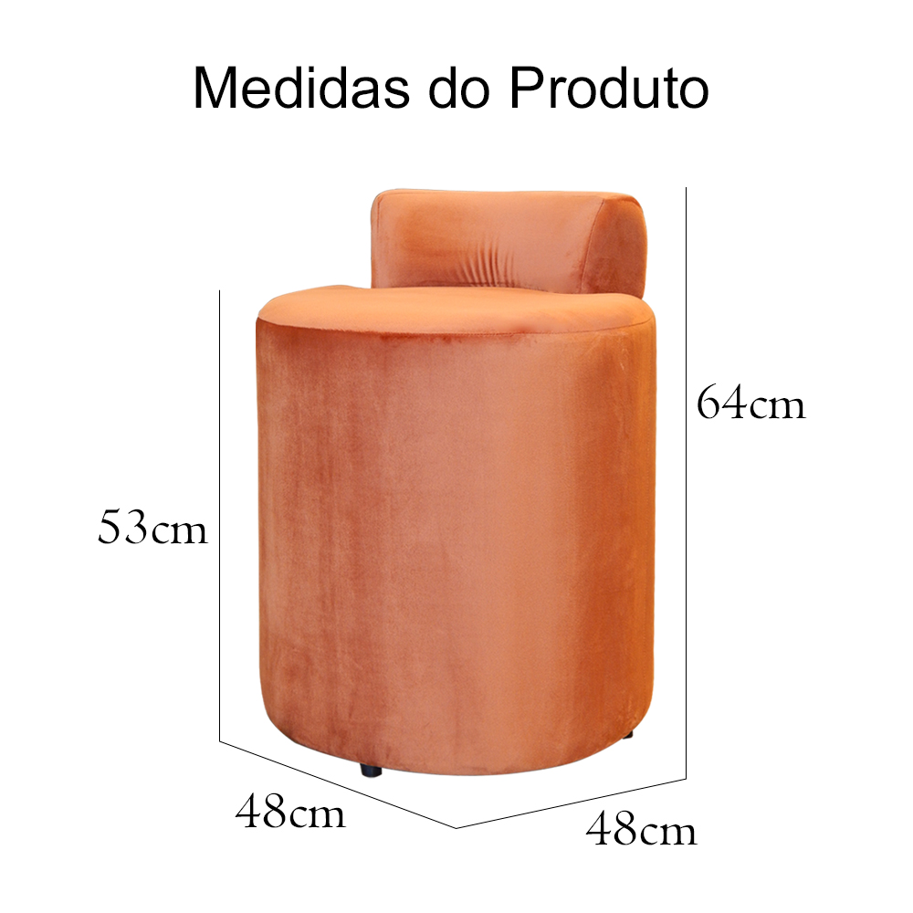 Kit 02 Puffs Redondo Athenas mais Jade Veludo Terracota