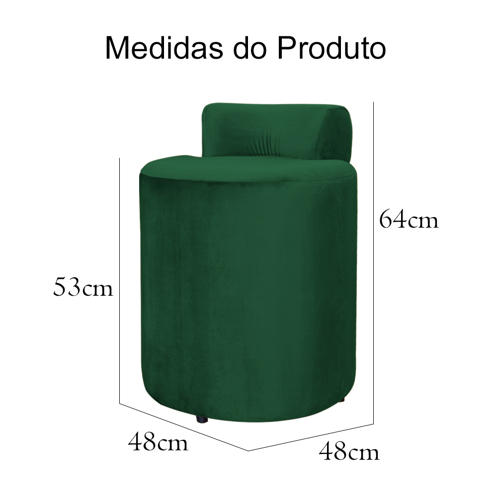Kit 02 Puffs Redondo Athenas mais Jade Veludo Verde