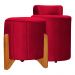 Kit 02 Puffs Redondo Athenas mais Jade Veludo Vermelho