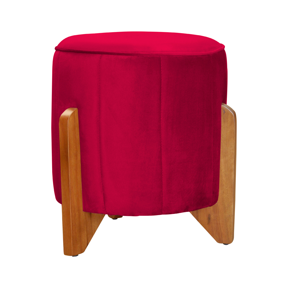 Kit 02 Puffs Redondo Athenas mais Jade Veludo Vermelho