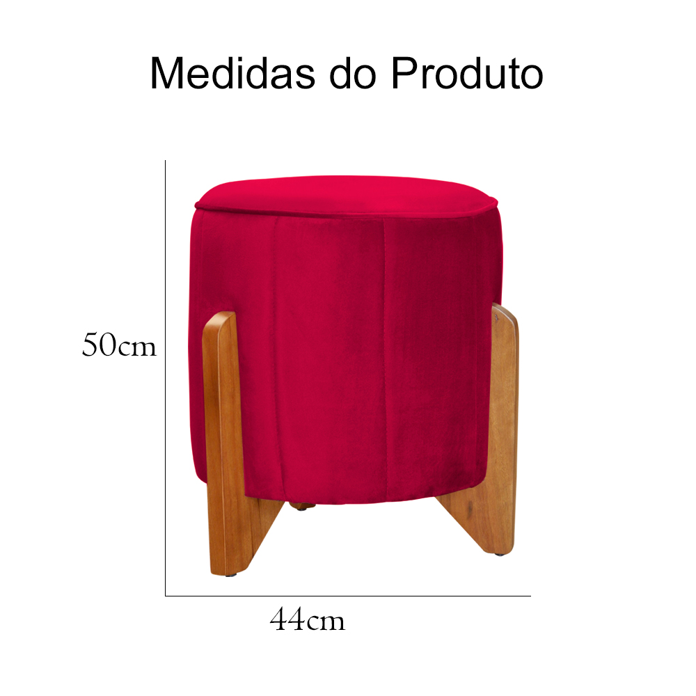 Kit 02 Puffs Redondo Athenas mais Jade Veludo Vermelho