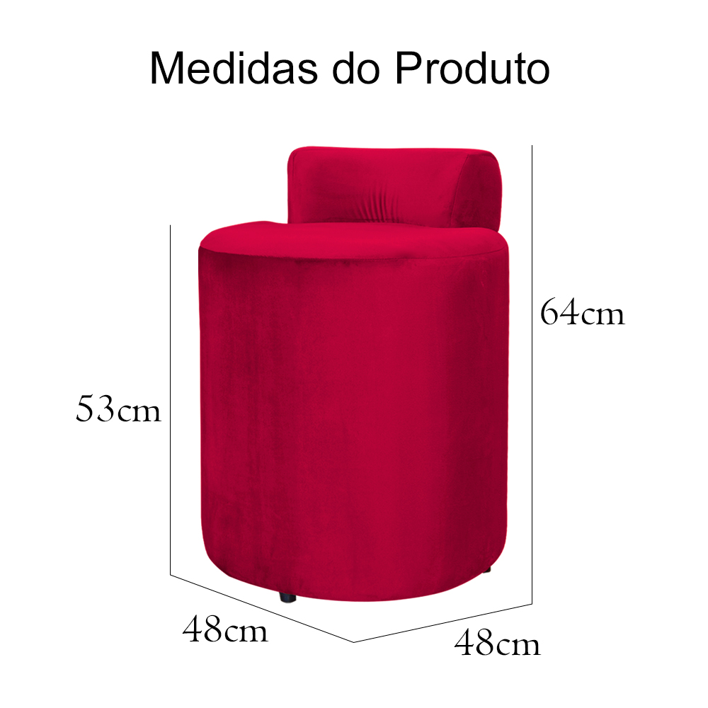 Kit 02 Puffs Redondo Athenas mais Jade Veludo Vermelho