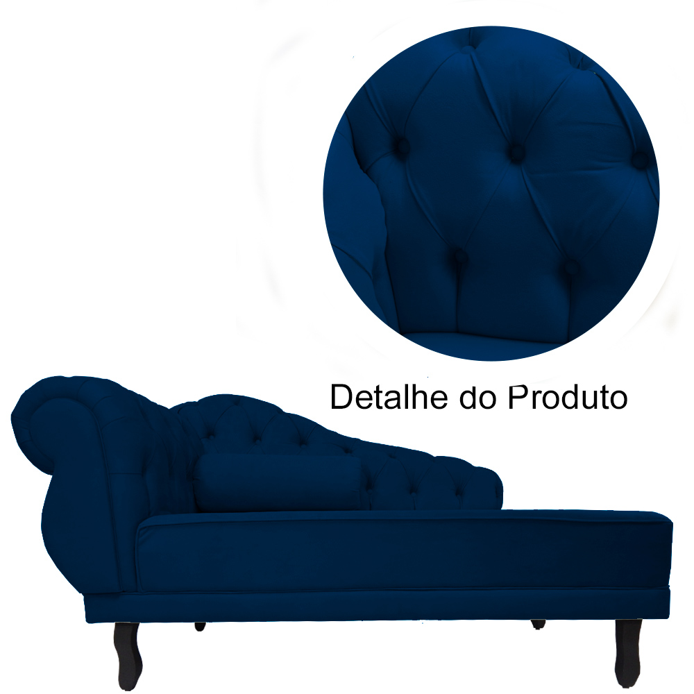 Kit 02 Recamier Namoradeira Divã Lado Direito e Esquerdo Larissa Suede Azul Marinho
