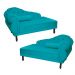 Kit 02 Recamier Namoradeira Divã Lado Direito e Esquerdo Larissa Suede Azul Turquesa