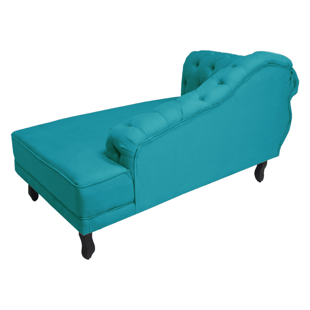 Kit 02 Recamier Namoradeira Divã Lado Direito e Esquerdo Larissa Suede Azul Turquesa
