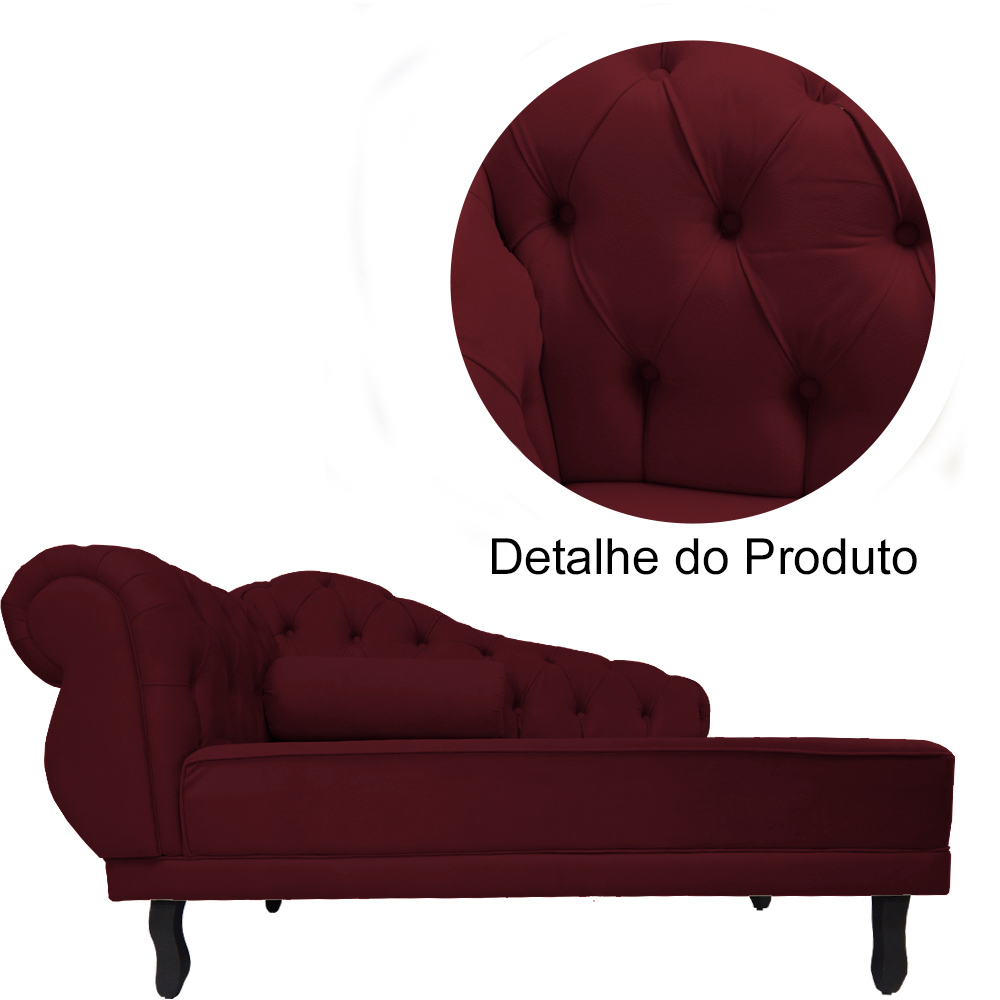 Kit 02 Recamier Namoradeira Divã Lado Direito e Esquerdo Larissa Suede Bordô