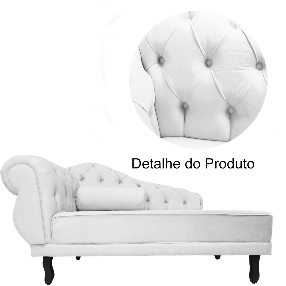 Kit 02 Recamier Namoradeira Divã Lado Direito e Esquerdo Larissa Suede Branco