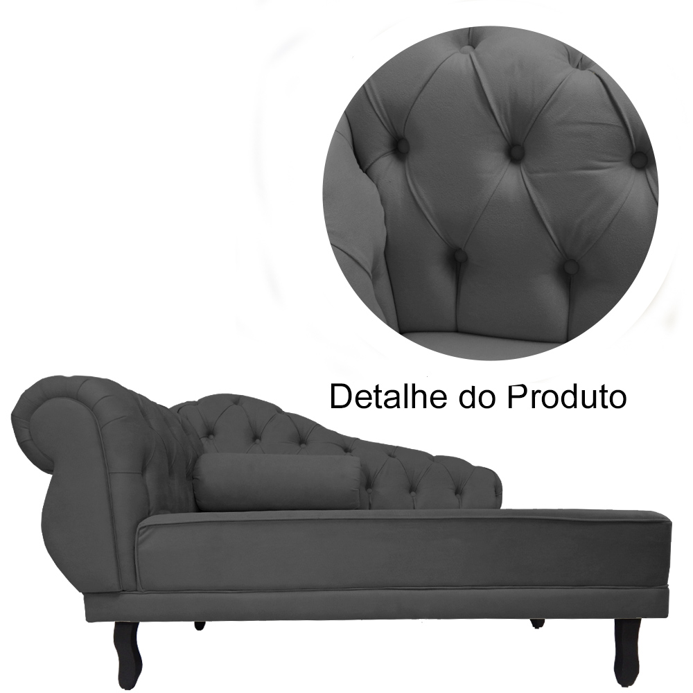 Kit 02 Recamier Namoradeira Divã Lado Direito e Esquerdo Larissa Suede Cinza