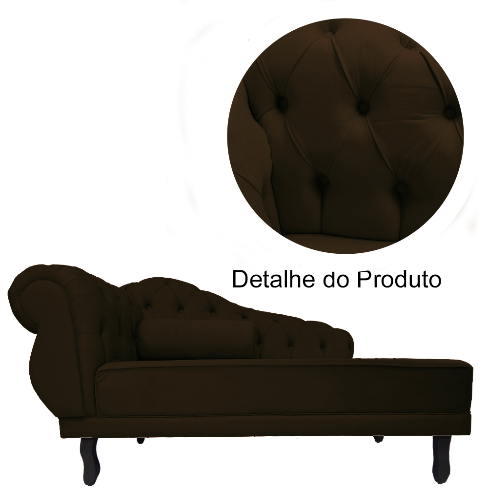 Kit 02 Recamier Namoradeira Divã Lado Direito e Esquerdo Larissa Suede Marrom