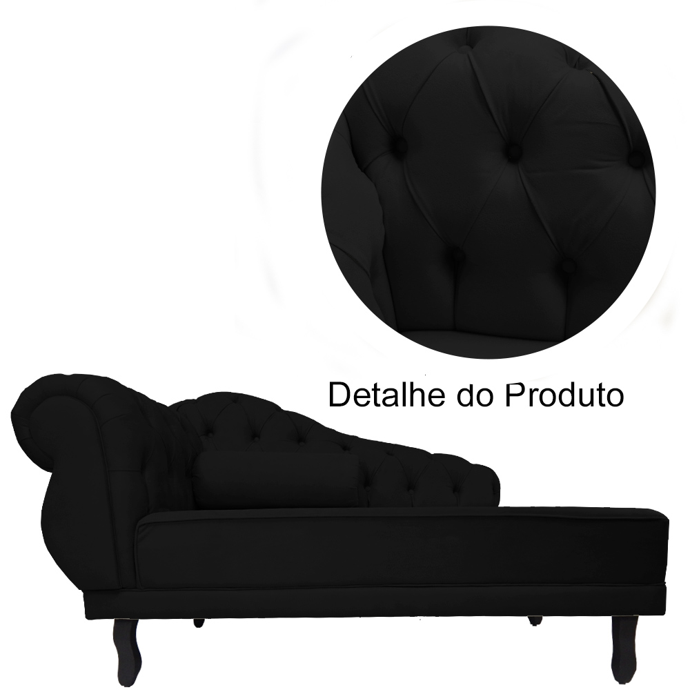 Kit 02 Recamier Namoradeira Divã Lado Direito e Esquerdo Larissa Suede Preto
