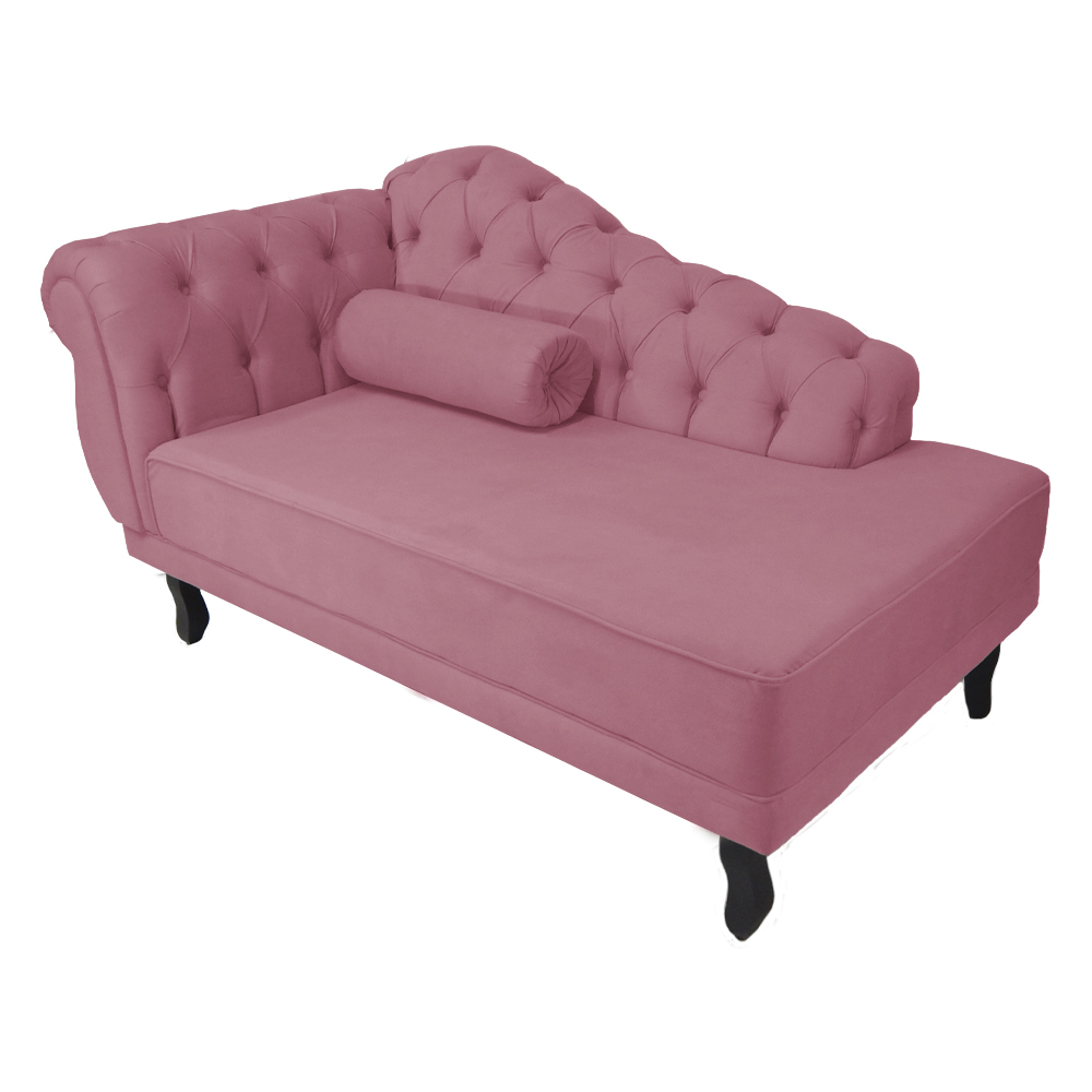 Kit 02 Recamier Namoradeira Divã Lado Direito e Esquerdo Larissa Suede Rosa