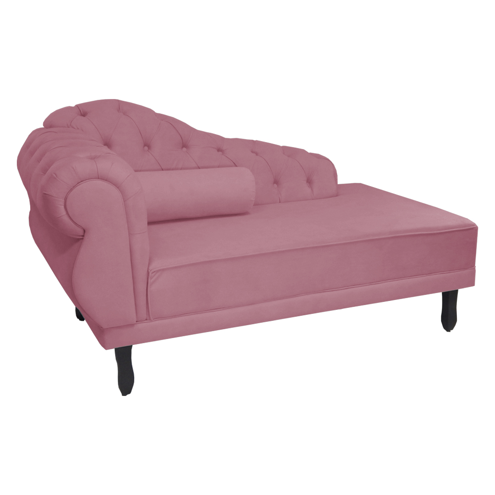 Kit 02 Recamier Namoradeira Divã Lado Direito e Esquerdo Larissa Suede Rosa