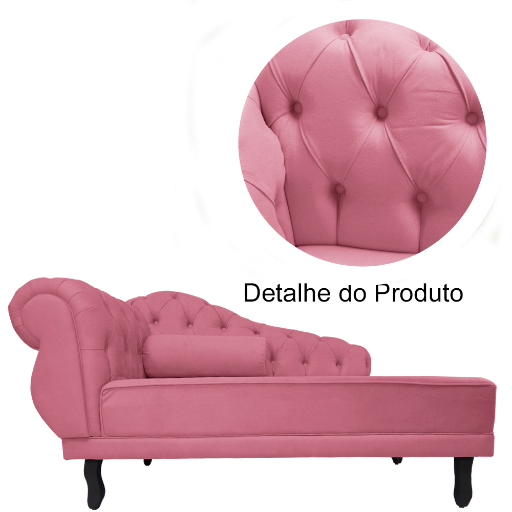 Kit 02 Recamier Namoradeira Divã Lado Direito e Esquerdo Larissa Suede Rosa