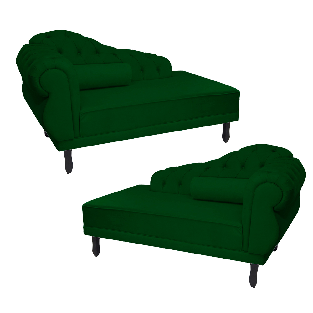 Kit 02 Recamier Namoradeira Divã Lado Direito e Esquerdo Larissa Suede Verde