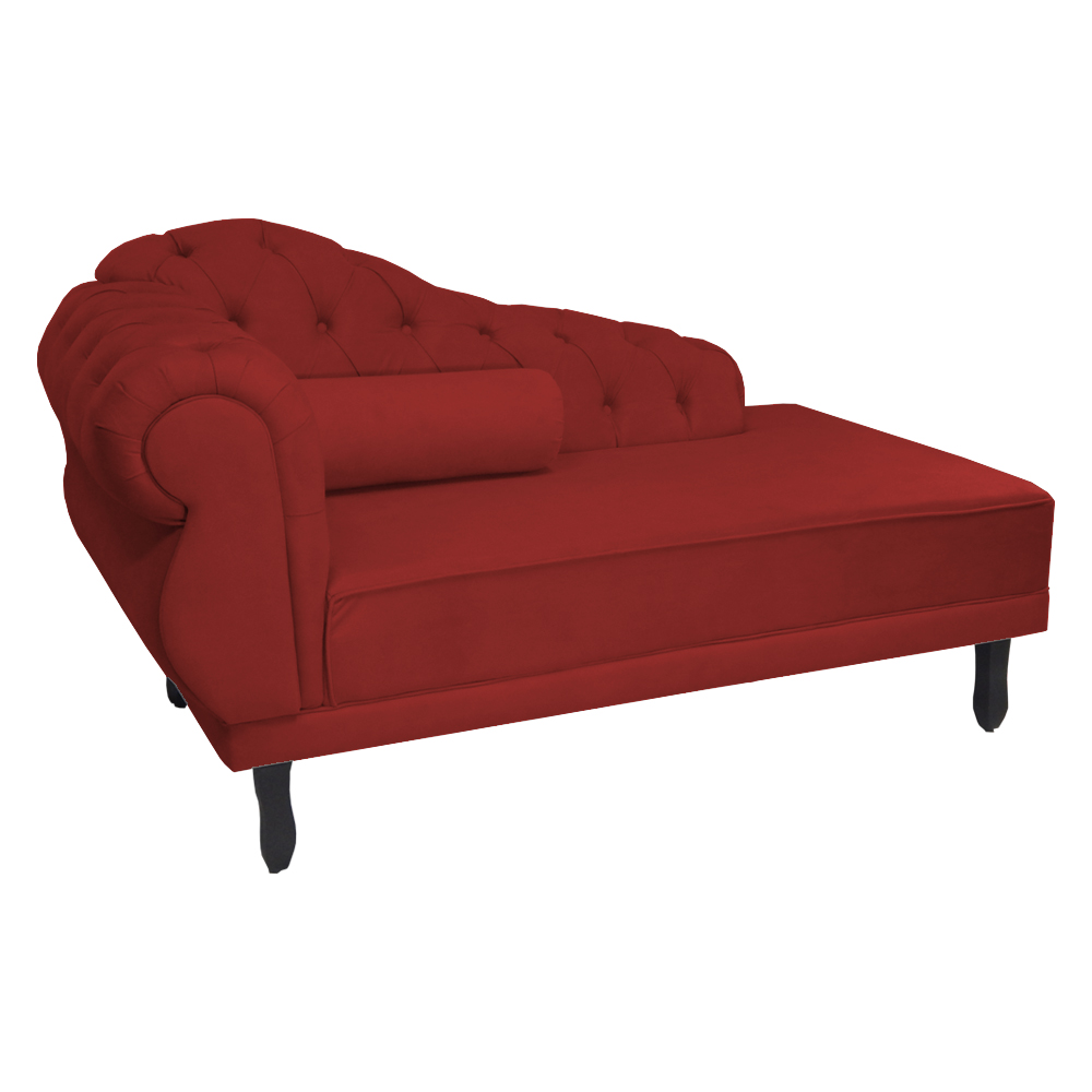 Kit 02 Recamier Namoradeira Divã Lado Direito e Esquerdo Larissa Suede Vermelho