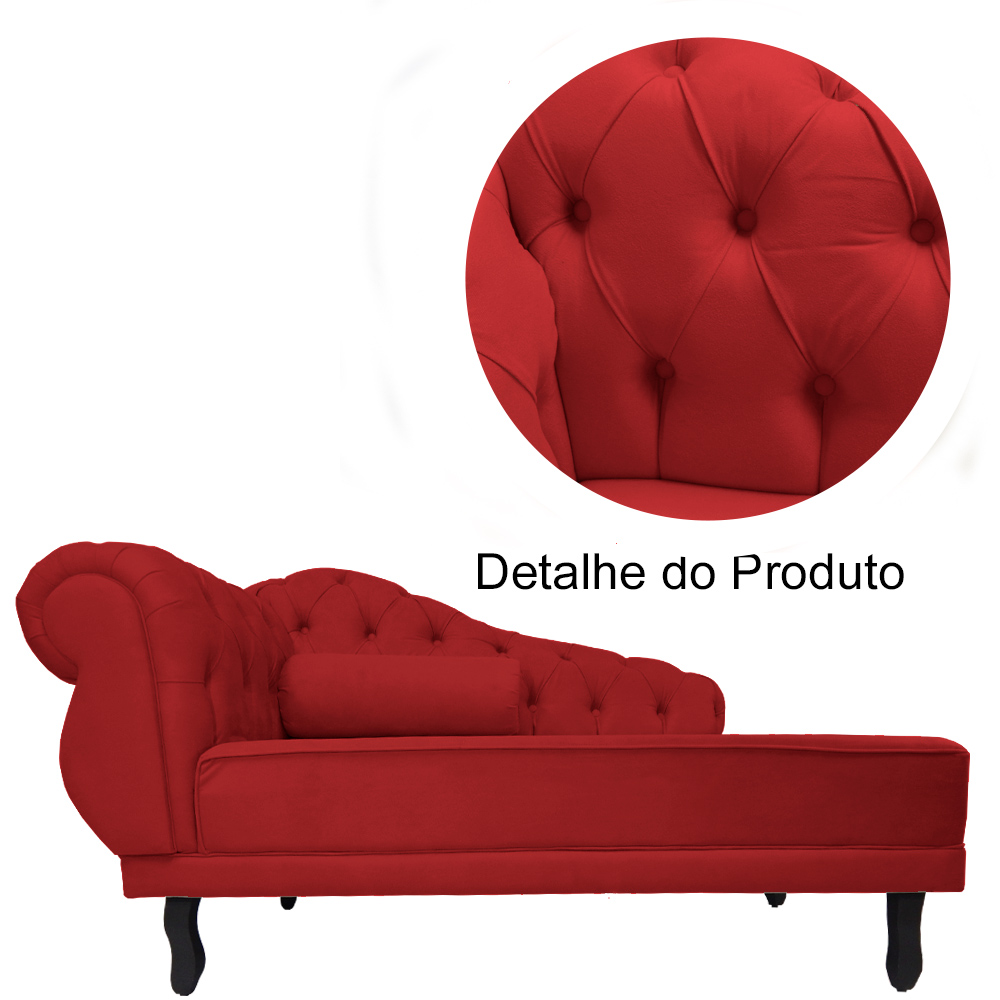 Kit 02 Recamier Namoradeira Divã Lado Direito e Esquerdo Larissa Suede Vermelho