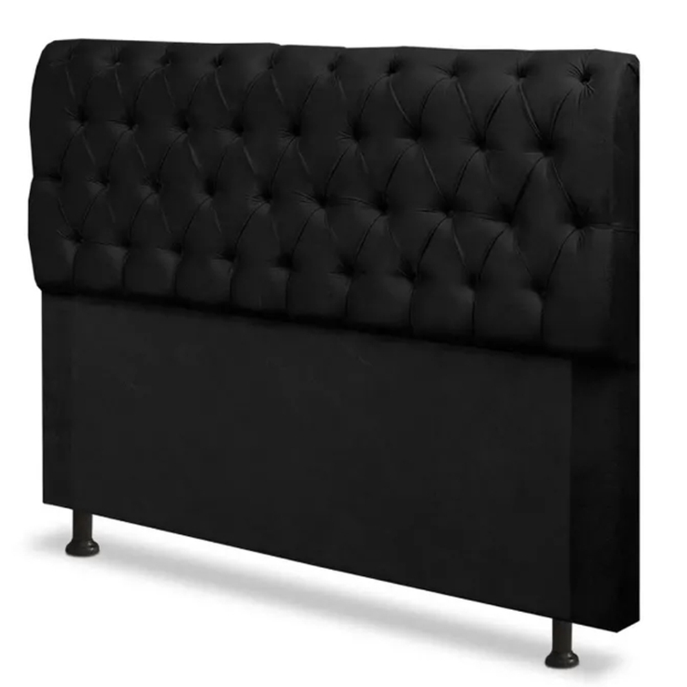 Kit Cabeceira Mais Calçadeira Baú Casal King 195cm Para Cama Box Paris Suede Preto - DS Estofados