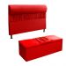 Kit Cabeceira Mais Calçadeira Baú King 195cm Para Cama Box Vitória Suede Vermelho - DS Estofados