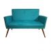 Kit Namoradeira Com 02 Poltronas Decorativa Nina Suede Azul Turquesa - DS Estofados