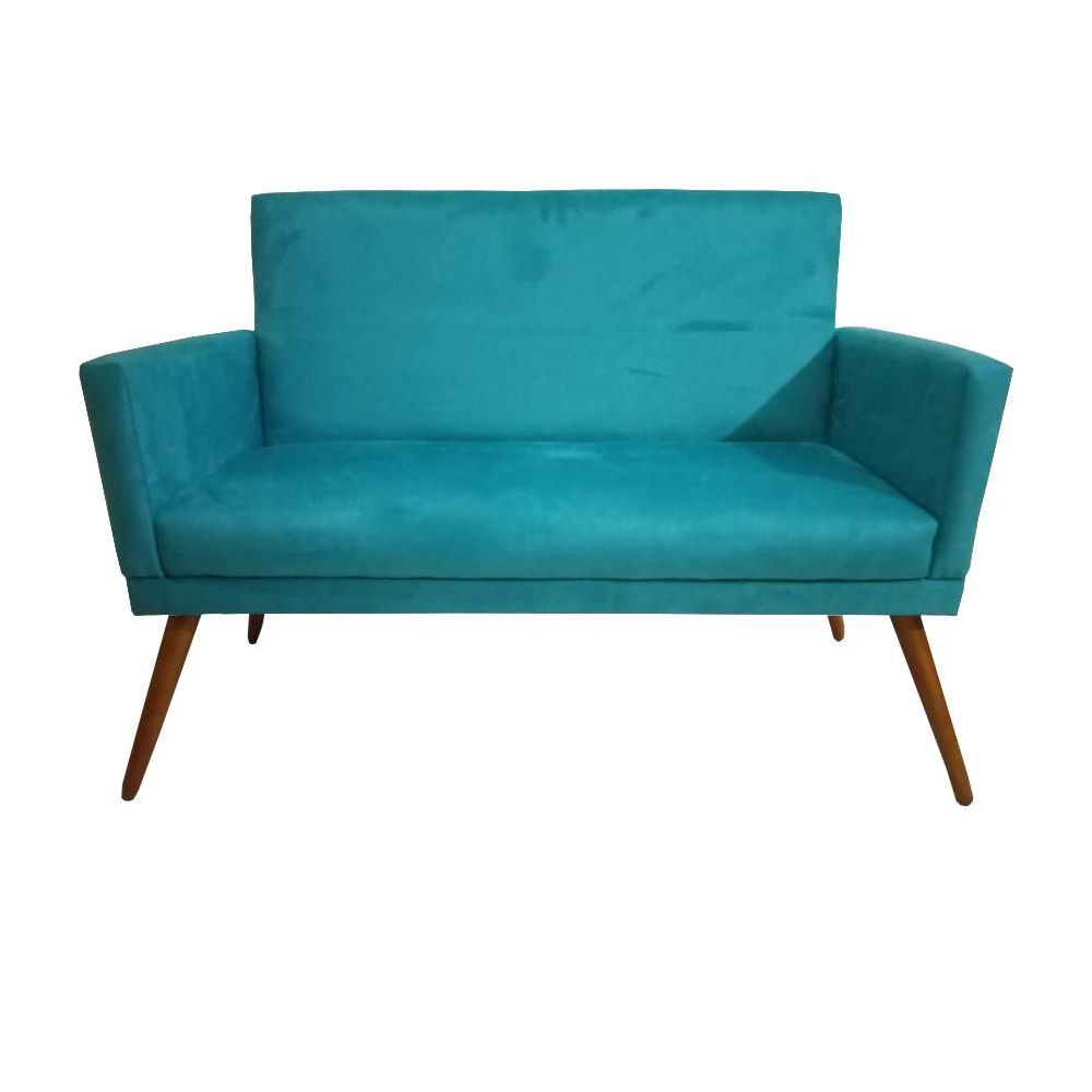 Kit Namoradeira Com 02 Poltronas Decorativa Nina Suede Azul Turquesa - DS Estofados