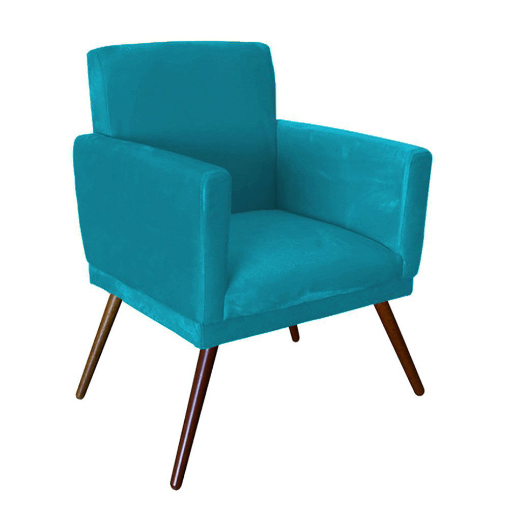 Kit Namoradeira Com 02 Poltronas Decorativa Nina Suede Azul Turquesa - DS Estofados