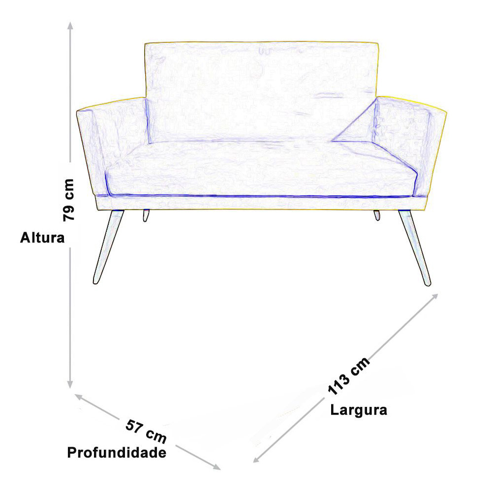Kit Namoradeira Com 02 Poltronas Decorativa Nina Suede Azul Turquesa - DS Estofados