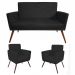 Kit Namoradeira Com 02 Poltronas Decorativa Nina Suede Preto - DS Estofados