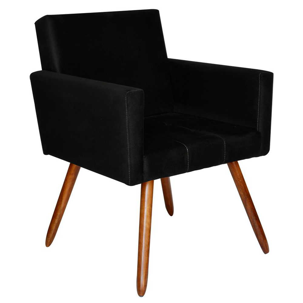 Kit Namoradeira Com 02 Poltronas Decorativa Nina Suede Preto - DS Estofados