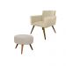 Kit Poltrona Decorativa Nina Mais Puff Redondo Suede Bege Claro - DS Móveis