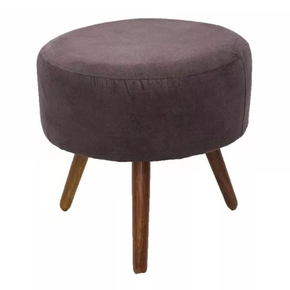 Kit Poltrona Decorativa Nina Mais Puff Redondo Suede Marrom - DS Móveis
