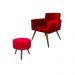 Kit Poltrona Decorativa Nina Mais Puff Redondo Suede Vermelho - DS Móveis