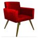 Kit Poltrona Decorativa Nina Mais Puff Redondo Suede Vermelho - DS Móveis