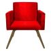 Kit Poltrona Decorativa Nina Mais Puff Redondo Suede Vermelho - DS Móveis