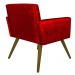 Kit Poltrona Decorativa Nina Mais Puff Redondo Suede Vermelho - DS Móveis