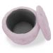Kit Puff Redondo Clássico Capitonê Suede Rosa - DS Estofados