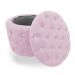 Kit Puff Redondo Clássico Capitonê Suede Rosa - DS Estofados